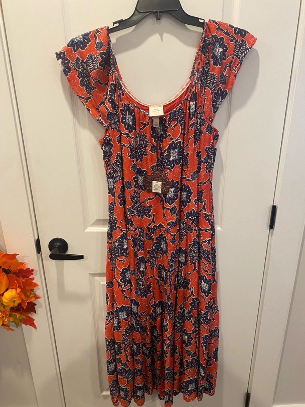 Knox Rose Coral and Navy Floral Tiered Maxi Dress